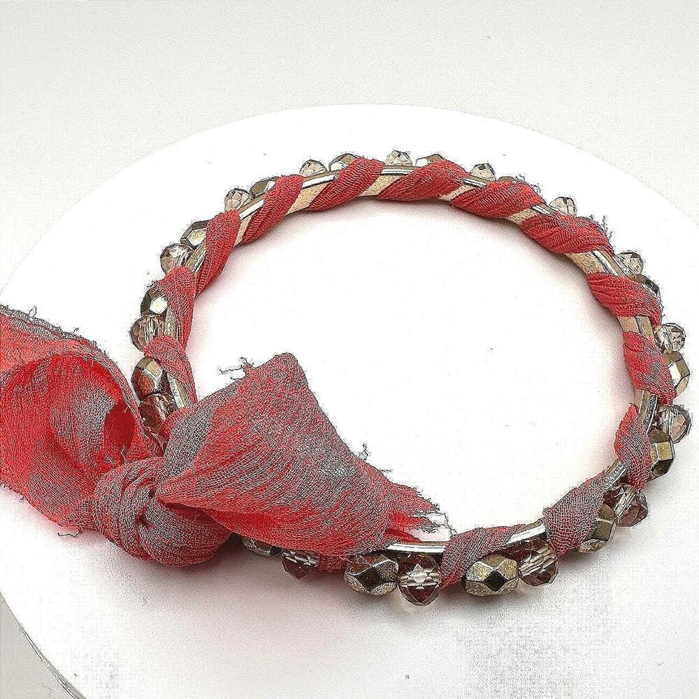Unbranded Bracelet Vintage 90s Women 7.75" Coral Red Excellent Boho Bangle